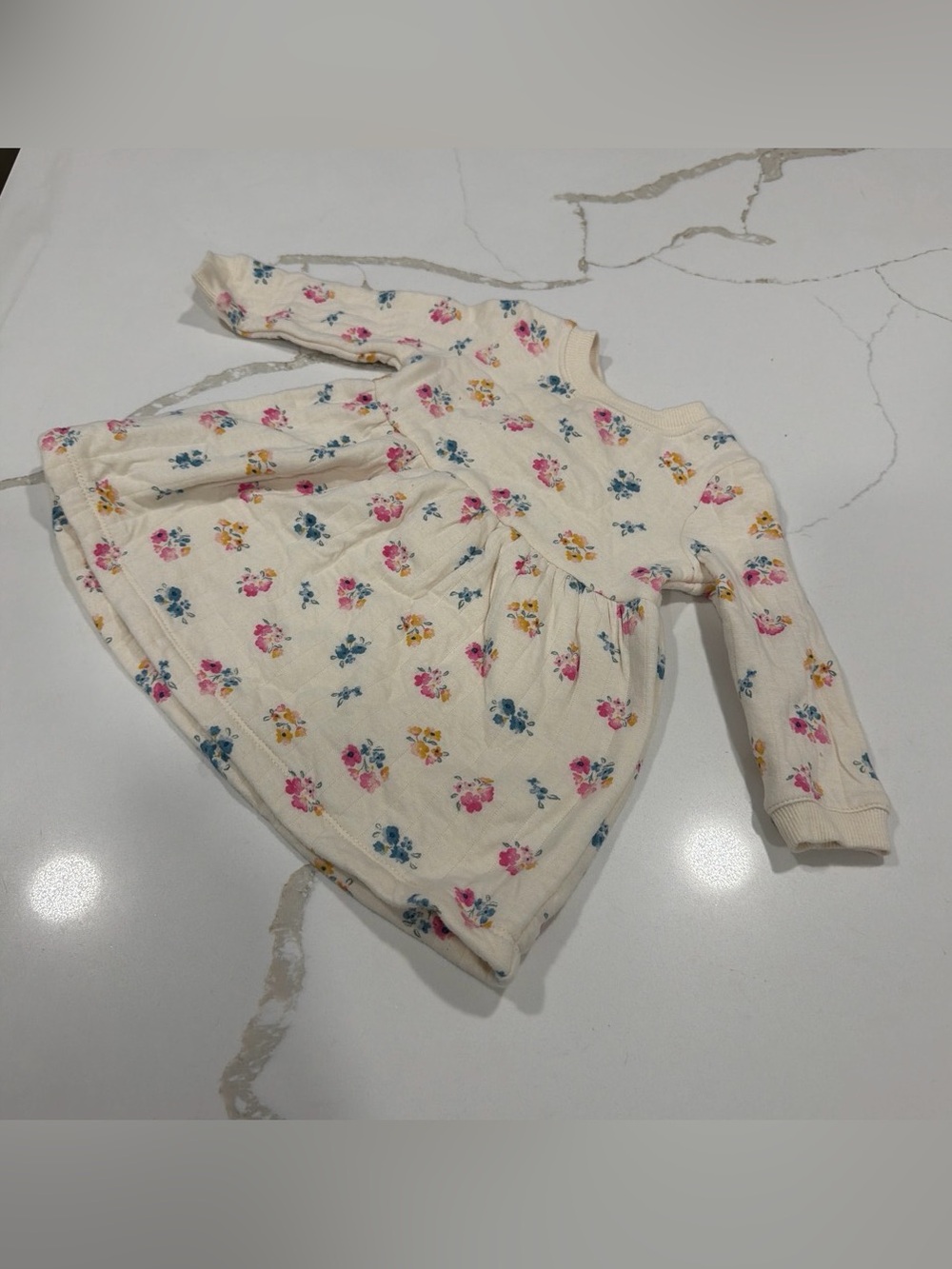 Carter's Cream Long-Sleeve Floral Top with Pink Blue Yellow Flowers